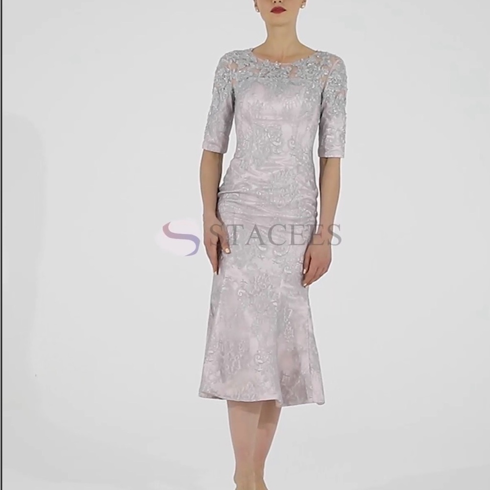 Elegant Silver Lace Dress